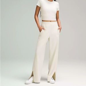 Stretch woven wide leg pants
